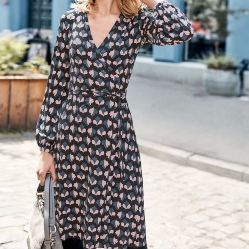 Boden Elodie long sleeve wrap dress